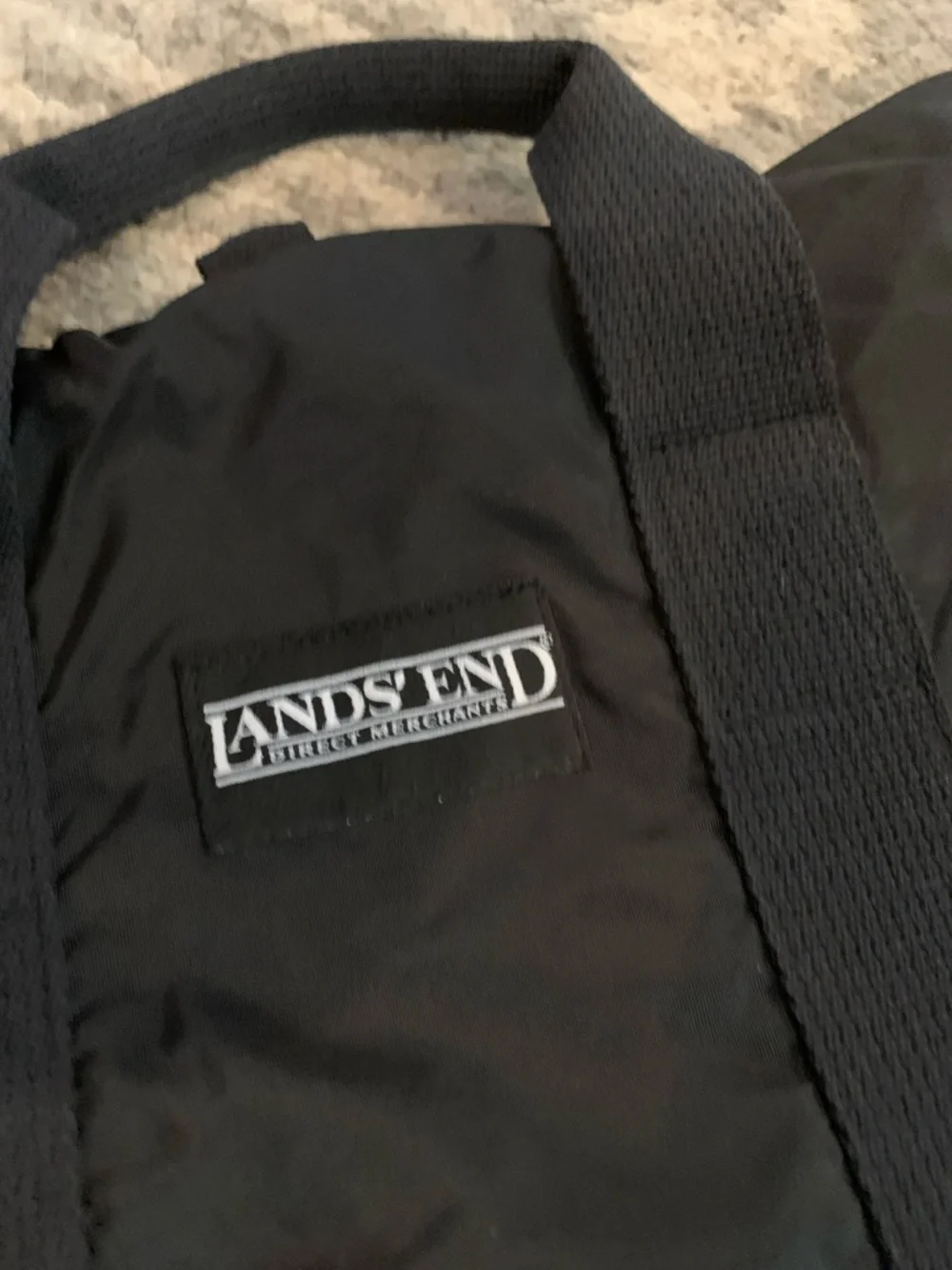 Lands' End Black Travel Garment Bag with Yellow Accents